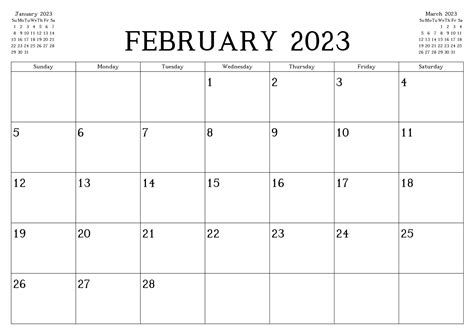 February 2023 Calendar Celebrate Presidents Day