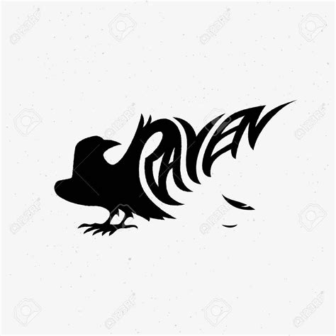 Download Vector illustration with raven silhouette. Design template for badge, emblem, logo, insignia ...