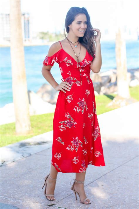 Red Floral Wrap Dress Cute Dresses Saved By The Dress