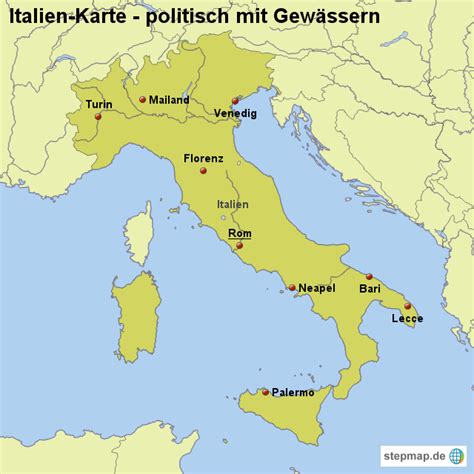 Menu italien entdecken reisetipps nachrichten video info karte. StepMap - Landkarte Italien (Karte politisch mit Gewässern ...