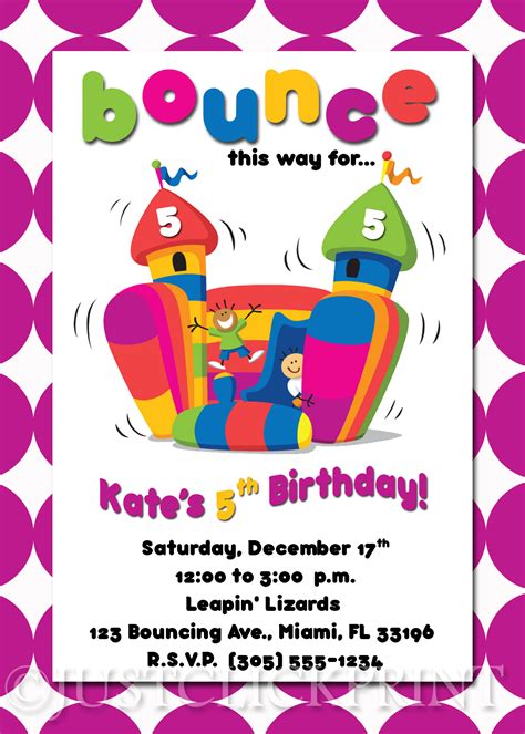 Bounce House Birthday Invitation Printable Just Click Print Online Store Powered By Storenvy
