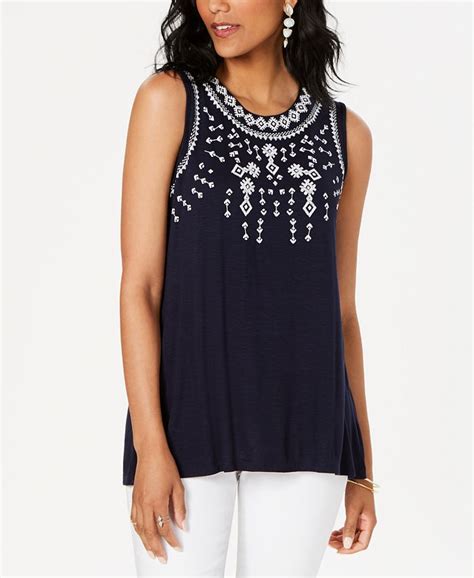 Style And Co Embellished Sleeveless Top Created For Macys And Reviews