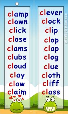 Cl Words List FREE Printable Cl Sound Words For Phonics Lessons