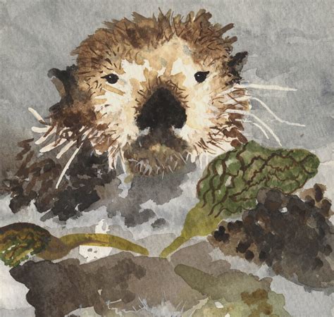 Sea Otter Watercolor 11x14 Matted Print With Archival Inks Etsy