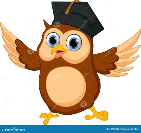 Owl Wearing Graduation Cap And Thumb Up Cartoon Vector Cartoondealer