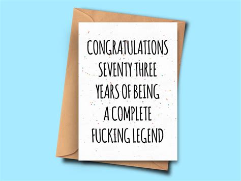 Funny 73rd Birthday Card Congratulations On 73 Years Of Being Etsy