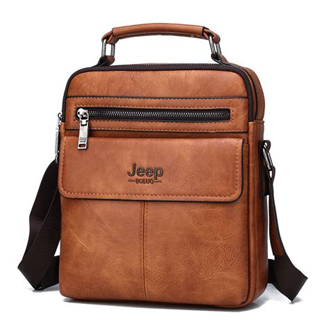 Jeep Buluo Mens Crossbody Shoulder Bags Big Size Split Leather Handbag