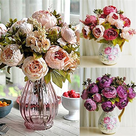 1 Bouquet 8 Heads Artificial Peony Home Wedding Faux Silk Simulation