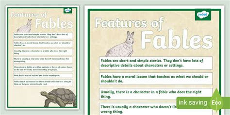 Features Of A Fable Display Poster Writing Aids English