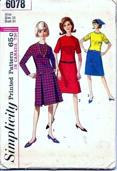 Vintage 60s Dress With 2 Skirt Versions Sewing Pattern 6078 B34 14