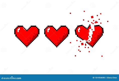 Healthbar Of Hearts And One Broken Heart Stock Vector Illustration Of