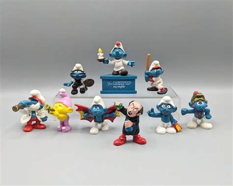 Vintage Smurf Figures The Smurfs Miniature Figurines Pvc Etsy