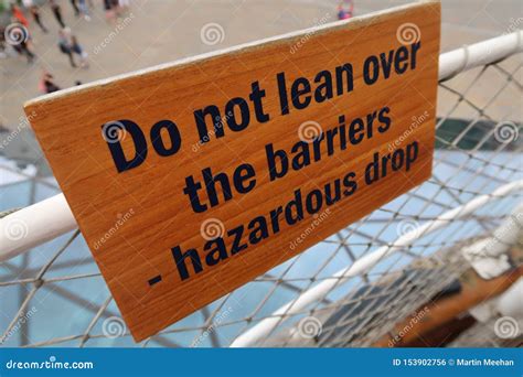 Do Not Lean Over The Barriers Sign Stock Photo Image Of Hazard Sign