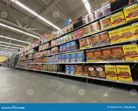 Walmart Grocery Store Interior Cereal Section Looking Up Editorial