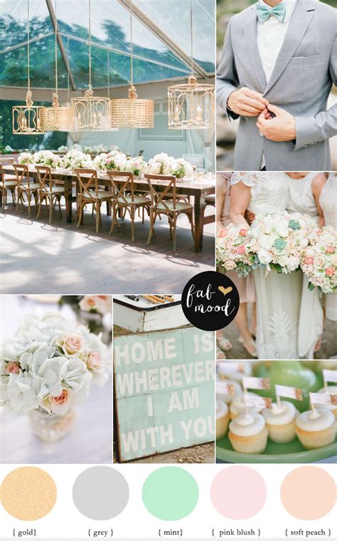 A fusion of modern design elements complemented by southern trimmings creates a beautiful fusion for all brides who just can't pick one design style. Blush mint grey and gold wedding Wedding Colour Palette