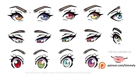 Anime Eyes Reference Sheet Color Inspirations By Himmely On