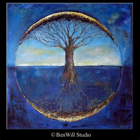 Abstract Tree Huge Painting Original Art Blue Tree Of Life