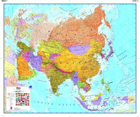 Asia Wall Map Political