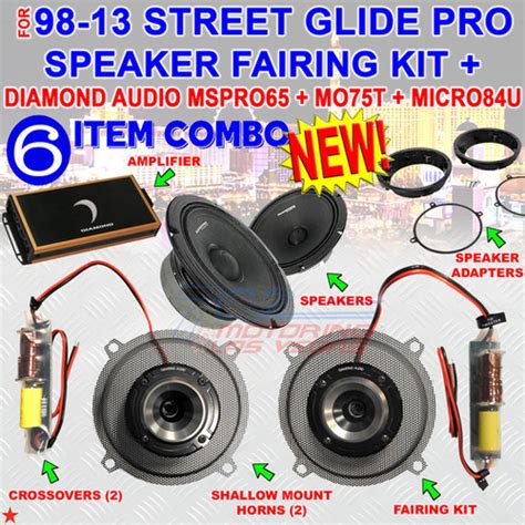 98 13 Street Glide Pro Speaker Fairing Kit Diamond Audio Micro84u