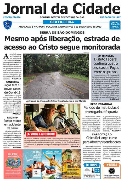 Jornal Da Cidade 13 De Janeiro De 2023 Jornal Da Cidade Notícias De Poços De Caldas E Região