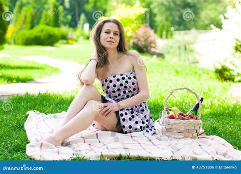 Beautiful Woman On The Picnic Stock Photo Image Of Female Grass