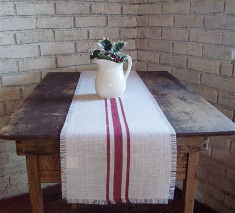 Farmhouse Table Runner With Dark Green By Northcountrycomforts