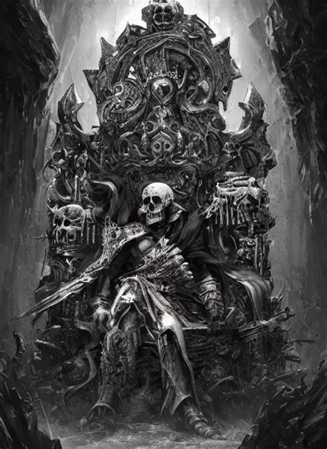 The Ruined King Sitting On A Throne Made Of Skulls Stable Diffusion