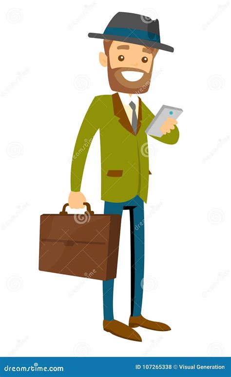 Businessman Reading Message On The Smartphone Stock Vector