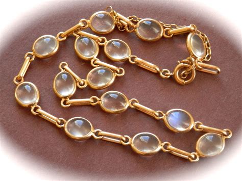 14k Gold Moonstone Vintage Necklace1940 50 From Bird On A Wire