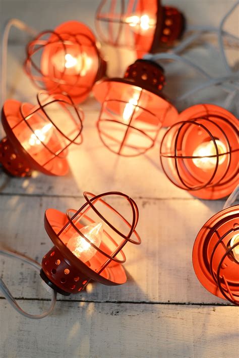 Nautical Cage String Lights Red 10ct