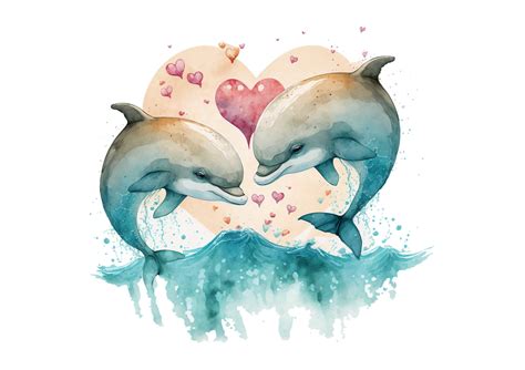 Dolphin Couple Cute Dolphins In Love Graphic By Gornidesign · Creative Fabrica