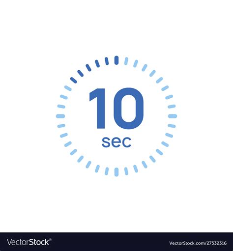 10 Second Timer Clock 10 Sec Stopwatch Icon Vector Image