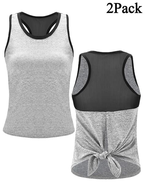Sayfut 2 Pack Workout Tops T Shirts For Women Yoga Summer Tops