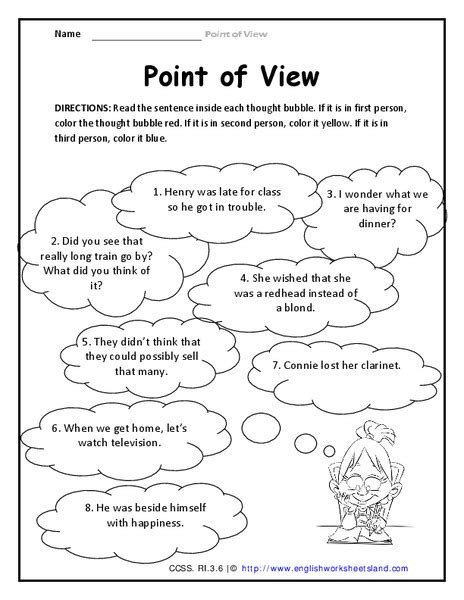 Point of view worksheet for 3rd grade