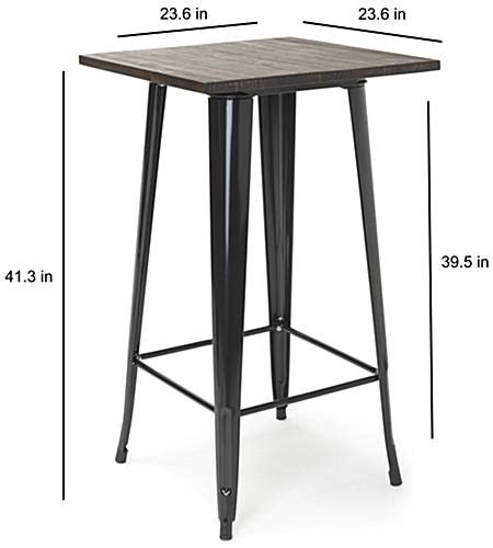 High Top Bar Table Set 3 Piece Wood And Metal Collection