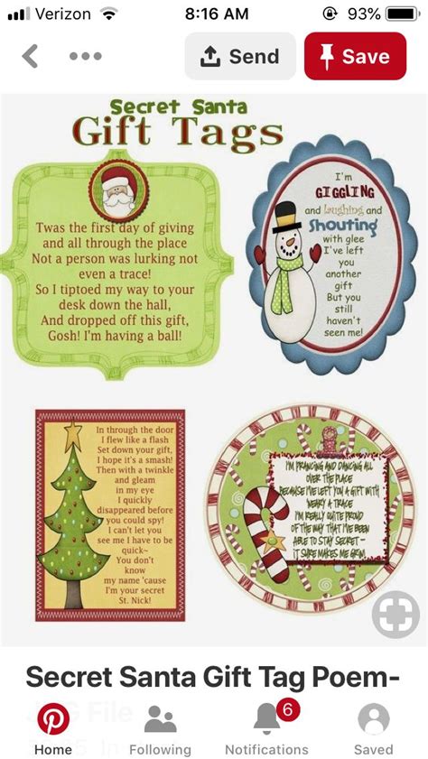 Pin By Dana On Secret Santa Ideas Santa T Tags Secret Santa