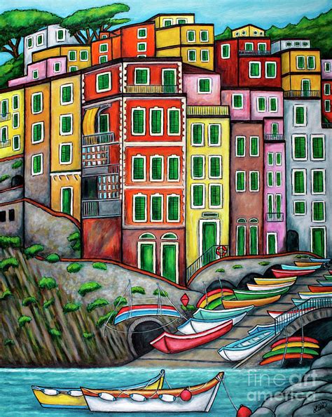 Colours Of Riomaggiore Cinque Terre Painting By Lisa Lorenz