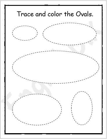 Oval Shapes Tracing and Coloring Worksheet - EnglishBix
