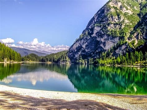 Lake Prags In The Dolomites Mountain Lake In South Tyrol
