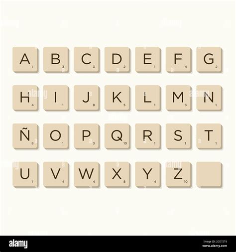 Alphabet In Scrabble Letters Isolate Vector Illustration To Compose