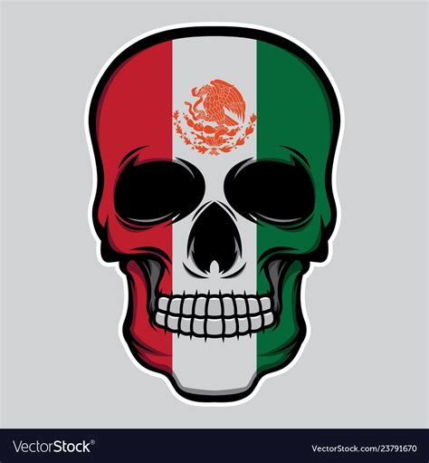 Mexico Flag Head Skull Royalty Free Vector Image