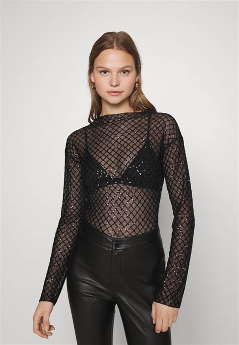 Gina Tricot Square Sequin Blouse Black Zalandode