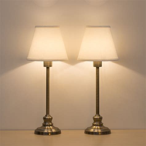 Rotary Metal Base Bedside Table Lamps Set Of 2 Gold