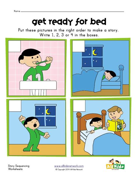 Sequencing Worksheet Bed Time Kids Learning Station Sequencing