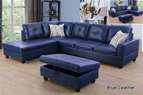 Ainehome Furniture Sectional Sofa Modern Blue Leather Sofa Sets