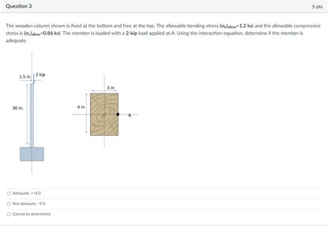 Solved Question 3 5 Pts The Wooden Column Shown Is Fixed At