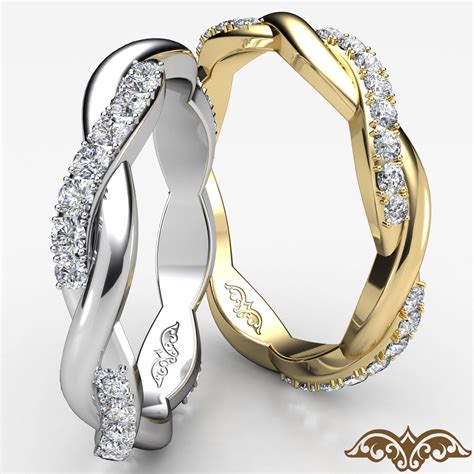 Twisted Infinity Round Diamond Eternity Womens Wedding Band 14k Gold
