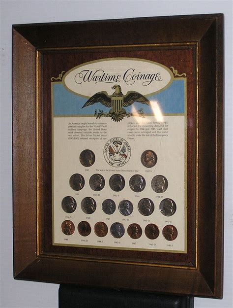 Wartime Coinage Framed Set Of 20 Us Coins 1942 1945 Good Condition