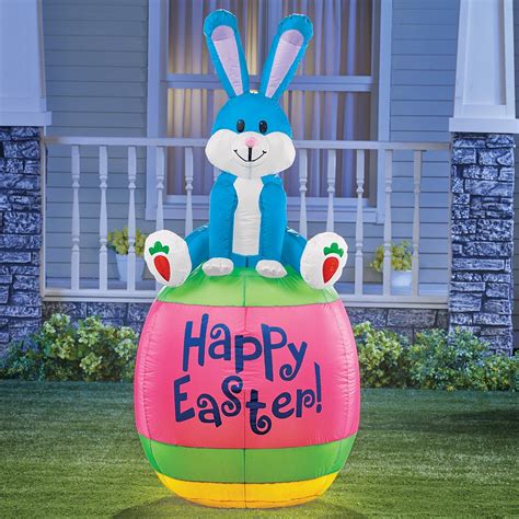 Inflatable Happy Easter Bunny Yard Decoration Collections Etc