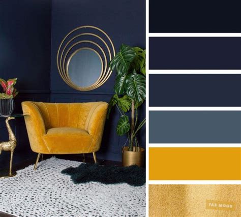 The Best Living Room Color Schemes Navy Blue Yellow Mustard And
